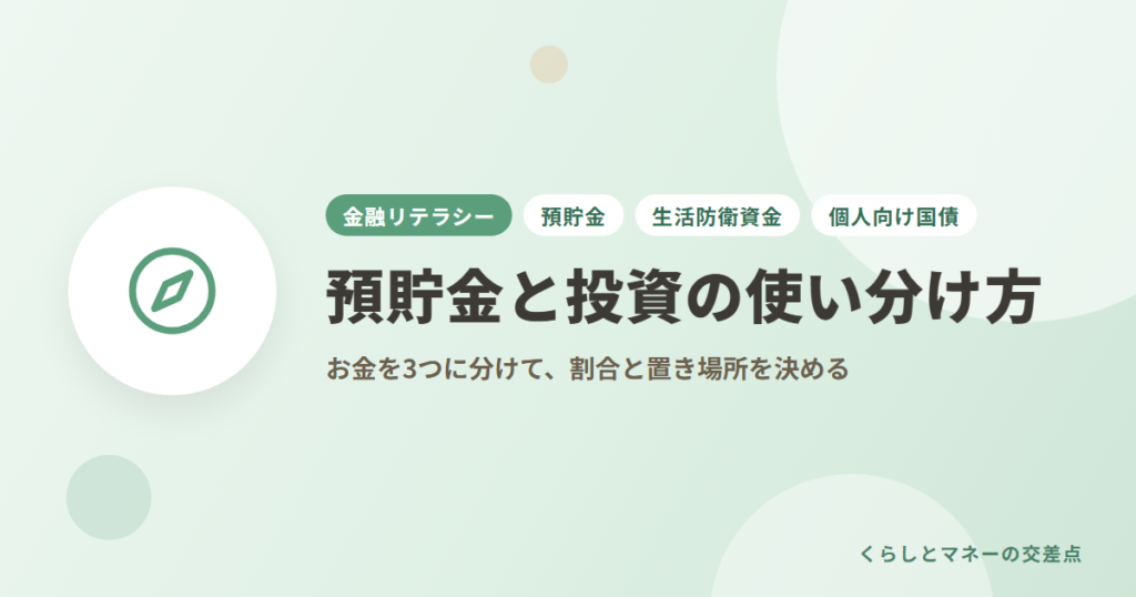 預貯金と投資の使い分け方｜お金を3つに分けて、割合と置き場所を決める